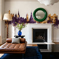 Schaffhausen Switzerland Skyline Purple & Gold Mural Wallpaper - room preview 06
