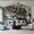 Canoes Calm River Mural Wallpaper - room preview 06