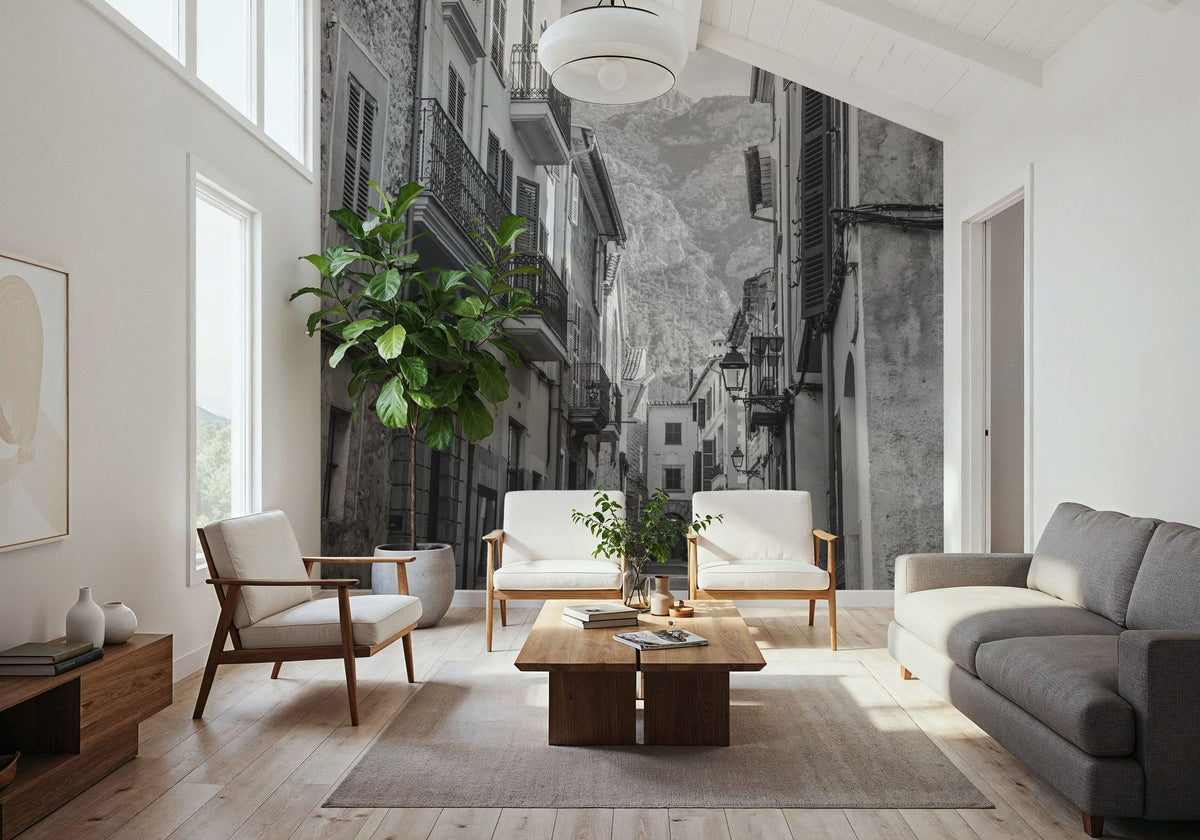 Spanish Islands BW Mural Wallpaper - room preview 06