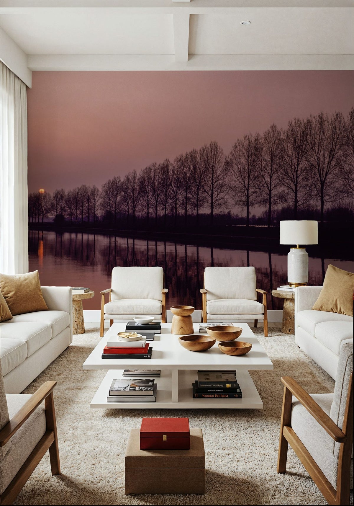 Windmill Twilight Reflection Mural Wallpaper - room preview 06