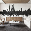 Worcester England Skyline Black & White Mural Wallpaper - room preview 06