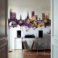 Salford England Skyline Purple & Gold Mural Wallpaper - room preview 06