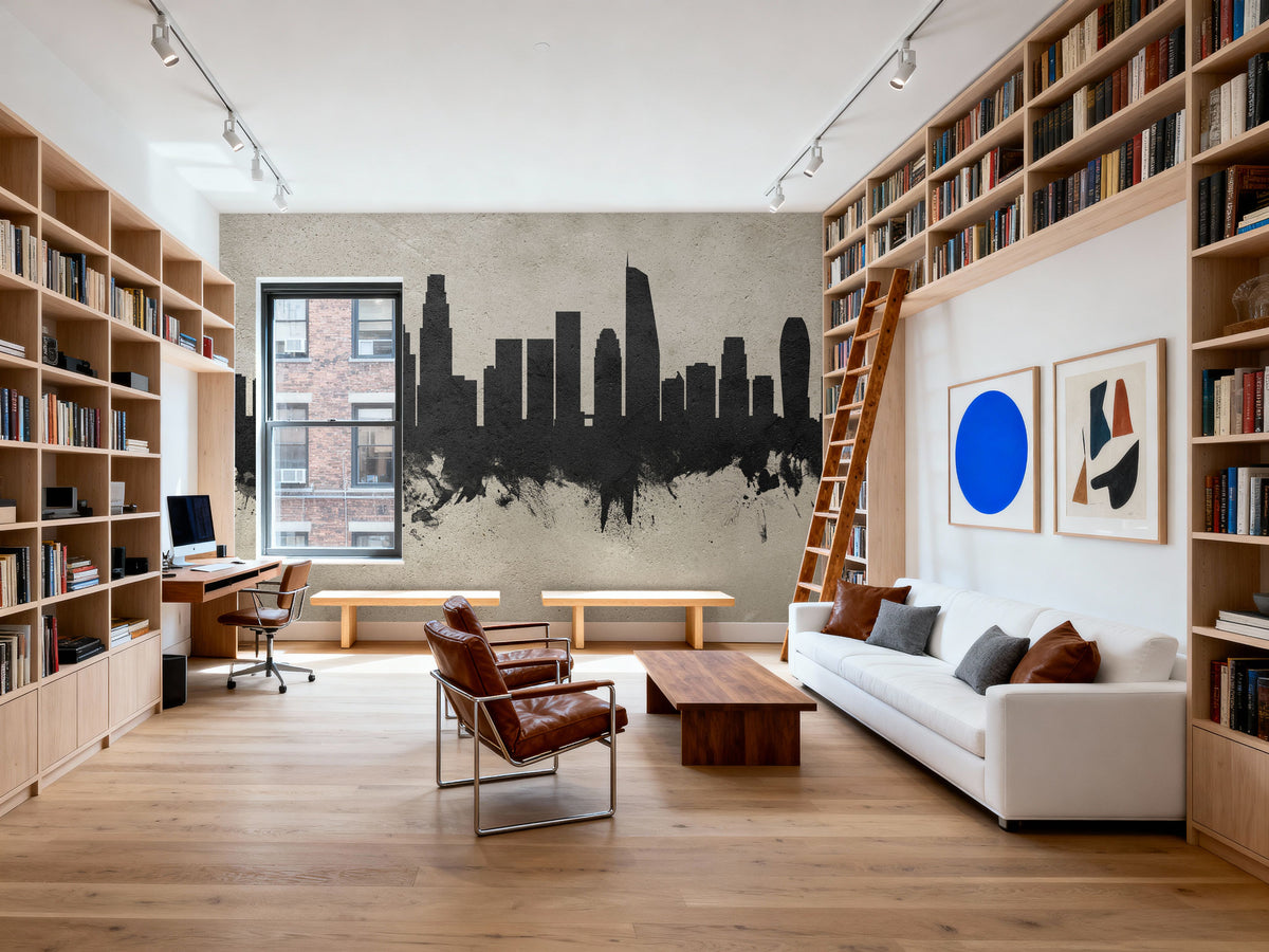 Los Angeles Skyline Concrete Mural Wallpaper - room preview 06
