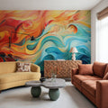 Ocean of Flames Mural Wallpaper - room preview 06