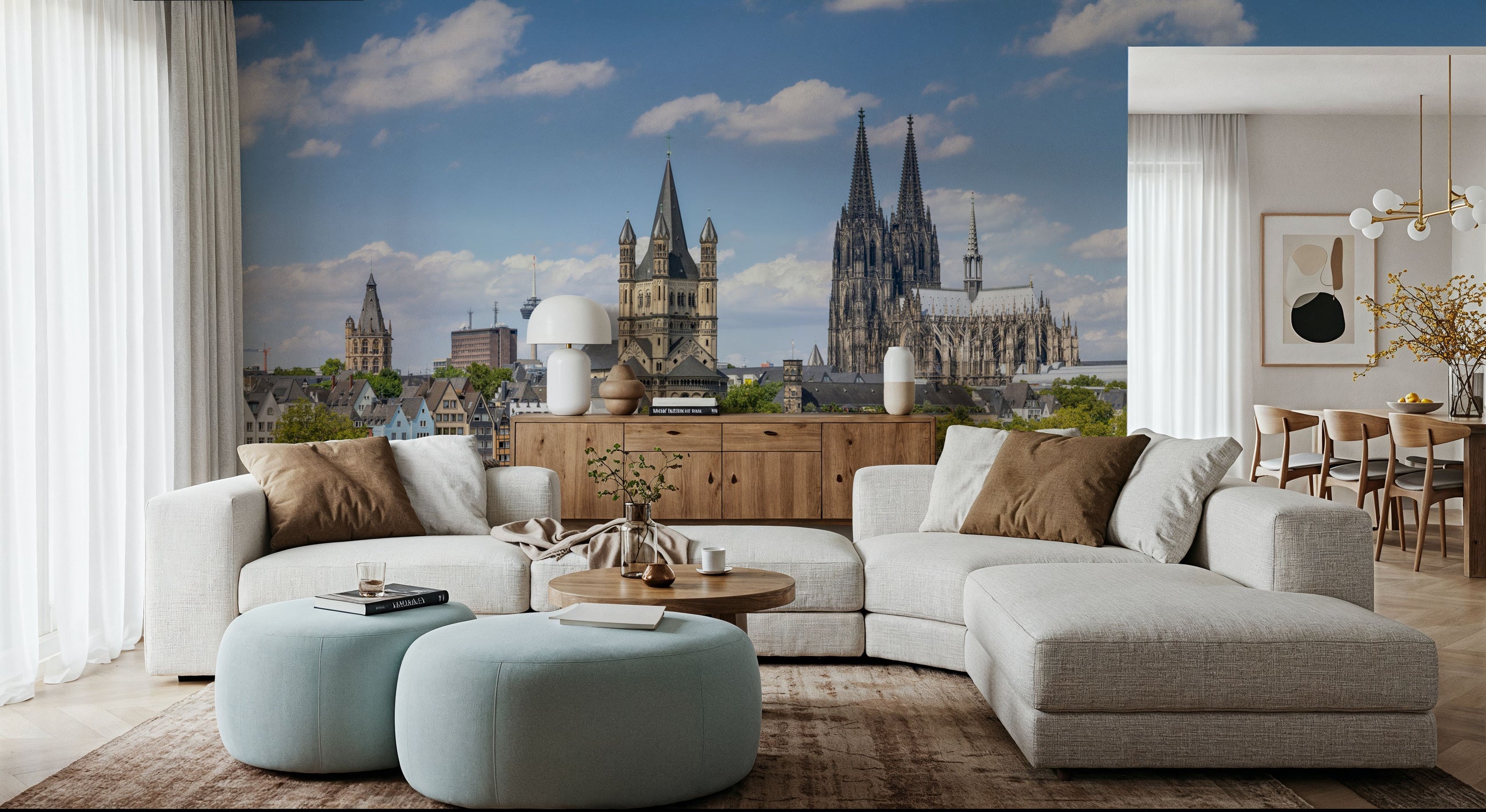 Cologne Cathedral and Great St. Martin Church Mural Wallpaper