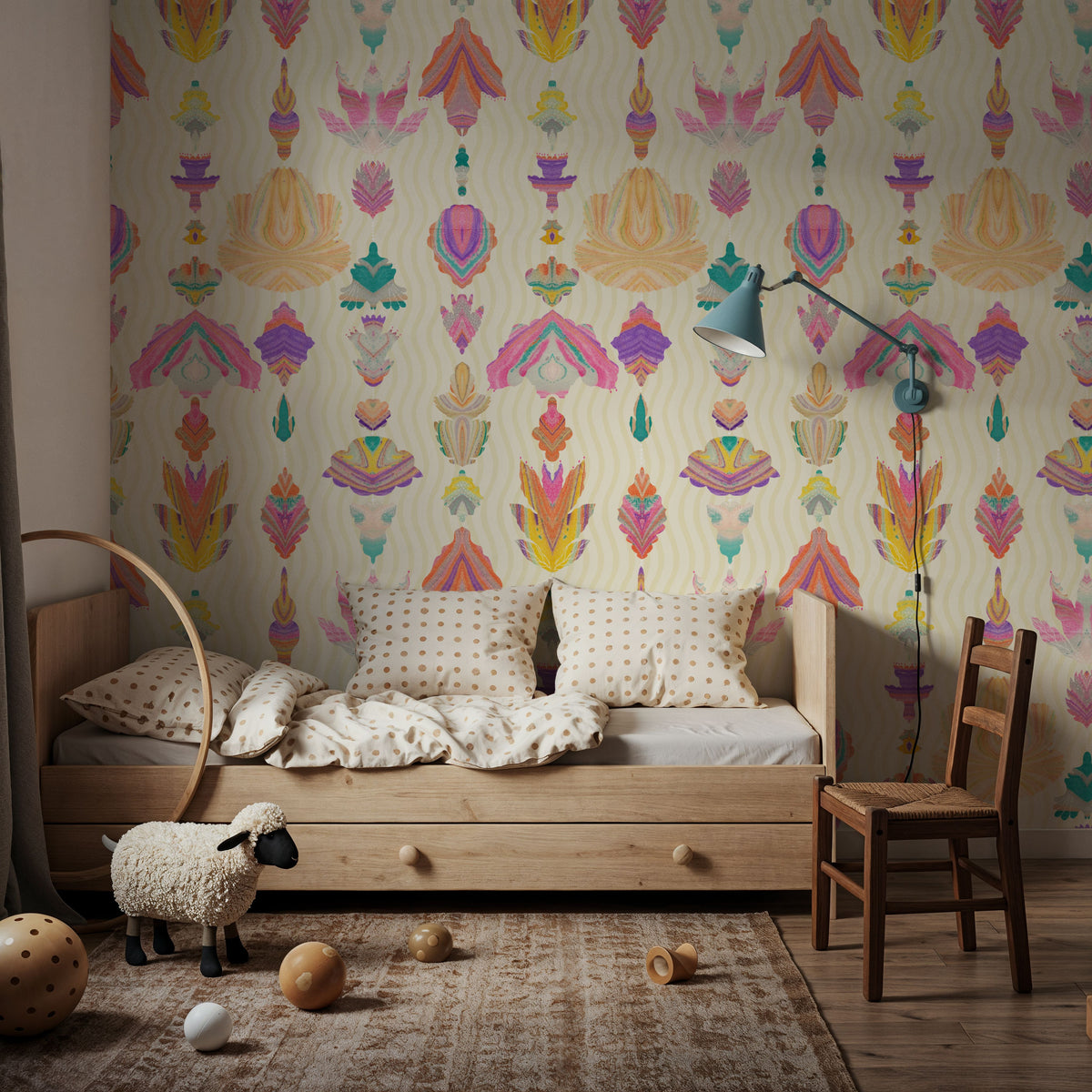 Marble Flowers, Cream Mural Wallpaper - room preview 06