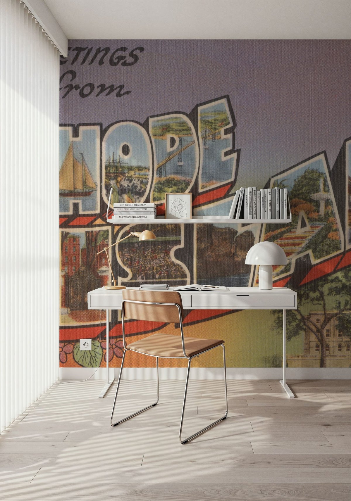 Greetings From Rhode Island Mural Wallpaper - room preview 06