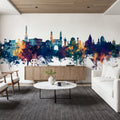 Hyderabad Skyline Blue & Bronze Mural Wallpaper - room preview 06