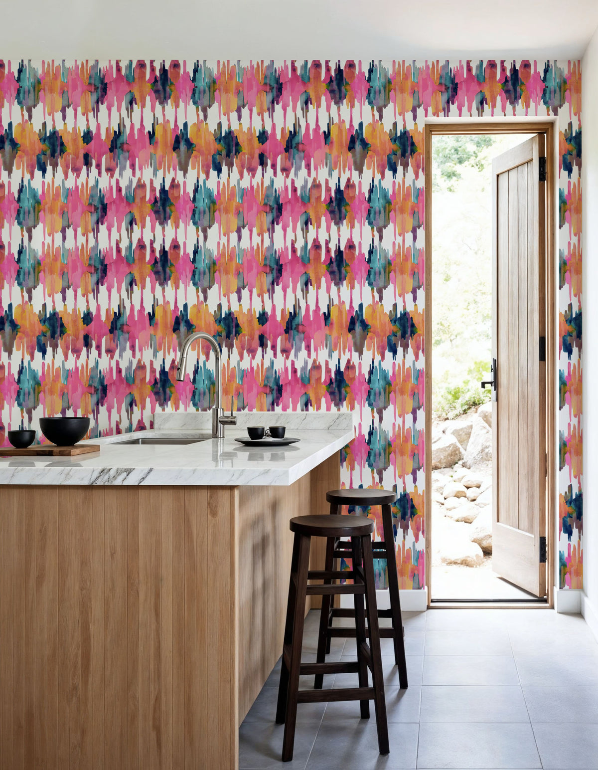 Rose Quarts Ikat Mural Wallpaper - room preview 06