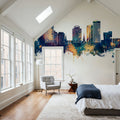 Columbia South Carolina Skyline Blue & Bronze Mural Wallpaper - room preview 06