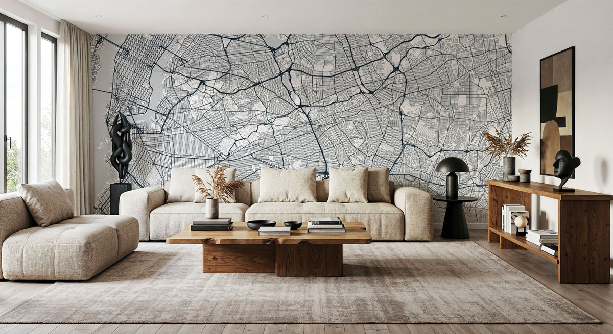 Map of Queens Mural Wallpaper - room preview 06