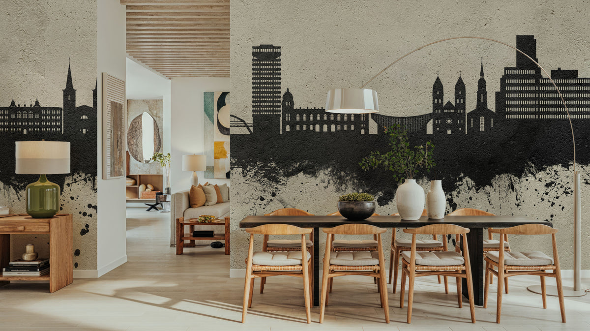 Wuppertal Germany Skyline Concrete Mural Wallpaper - room preview 06
