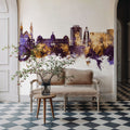 Port-au-Prince Haiti Skyline Purple & Gold Mural Wallpaper - room preview 06