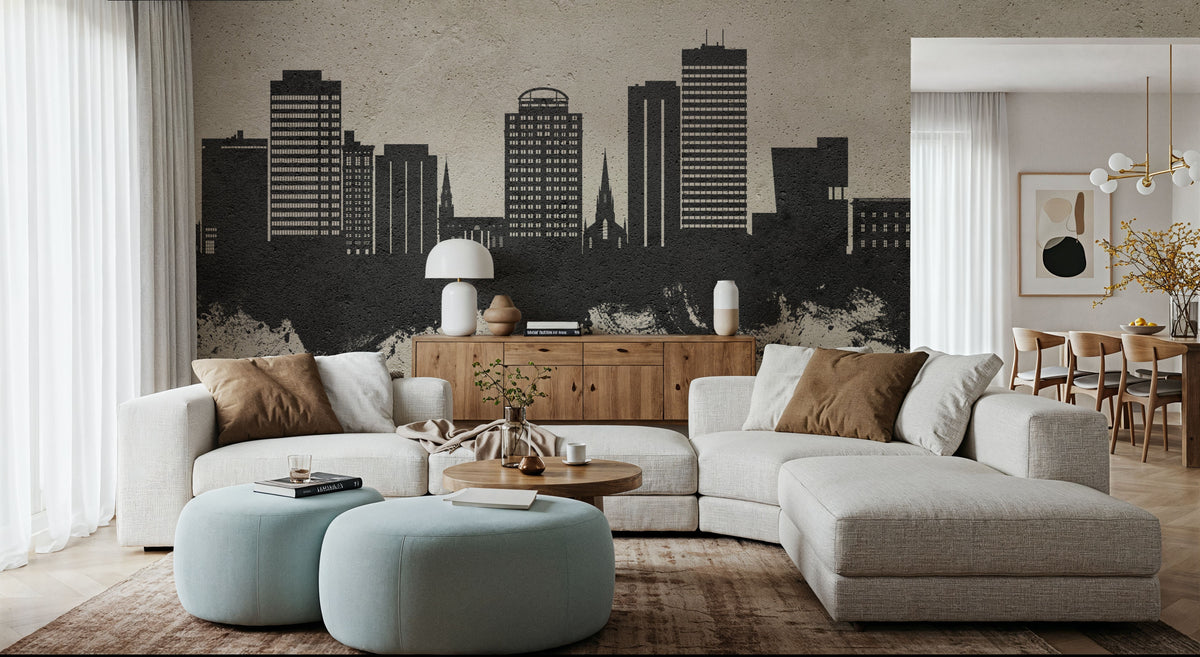 Columbia South Carolina Skyline Concrete Mural Wallpaper - room preview 06
