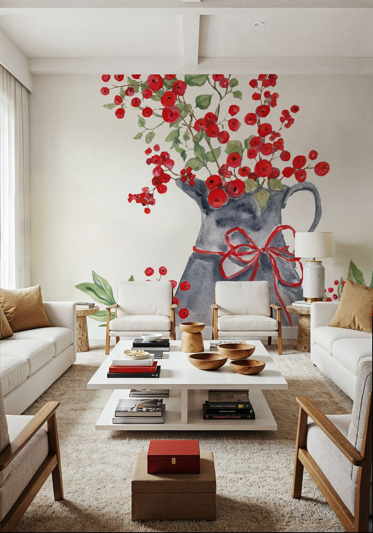 Winterberry Tidings IV Mural Wallpaper - room preview 06