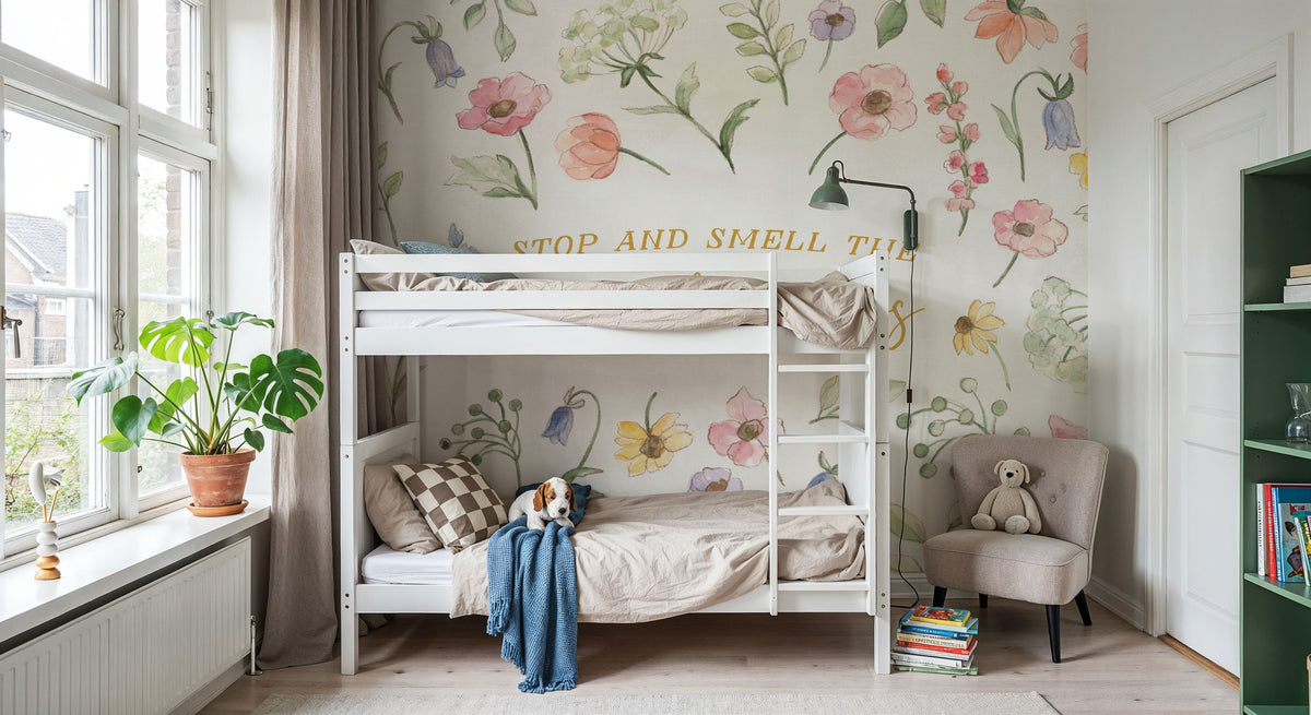 Wild Blooms IV Mural Wallpaper - Light Tone - room preview 06