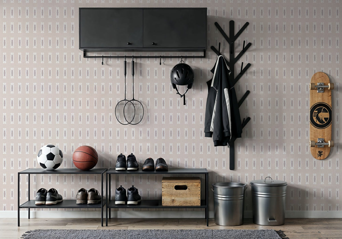Zelij Rectangles and Leaves Mural Wallpaper - room preview 06