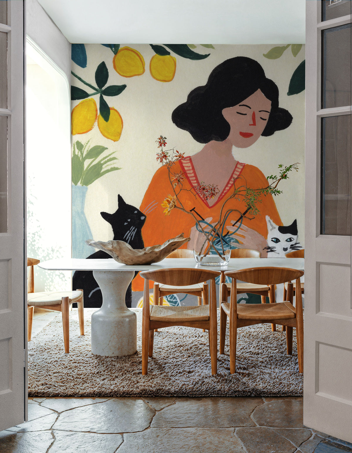 Knitting with Cats Mural Wallpaper - room preview 06