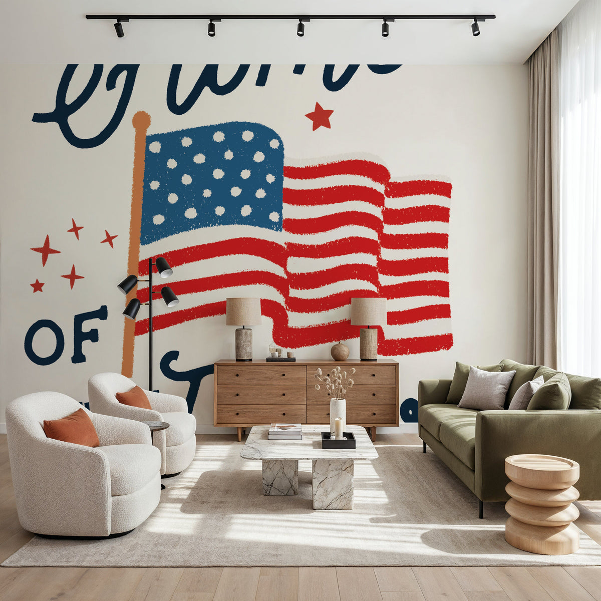 Stars and Stripes IV Brave Mural Wallpaper - room preview 06