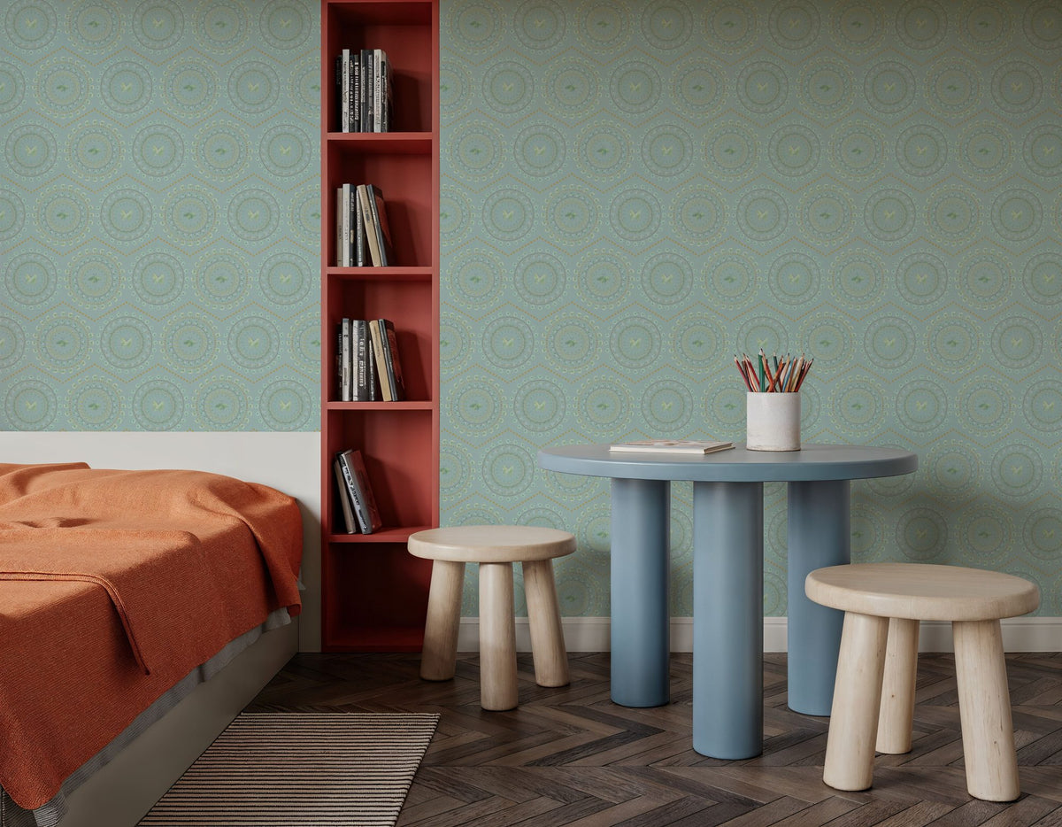 Flutterby Dreams Sky Blue Mural Wallpaper - room preview 06