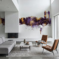 Islamabad Pakistan Skyline Purple & Gold Mural Wallpaper - room preview 06