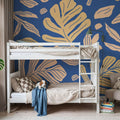 Monstera Cuttings, Soft Blue Mural Wallpaper - room preview 06
