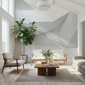 Concrete Shapes White Mural Wallpaper - room preview 06