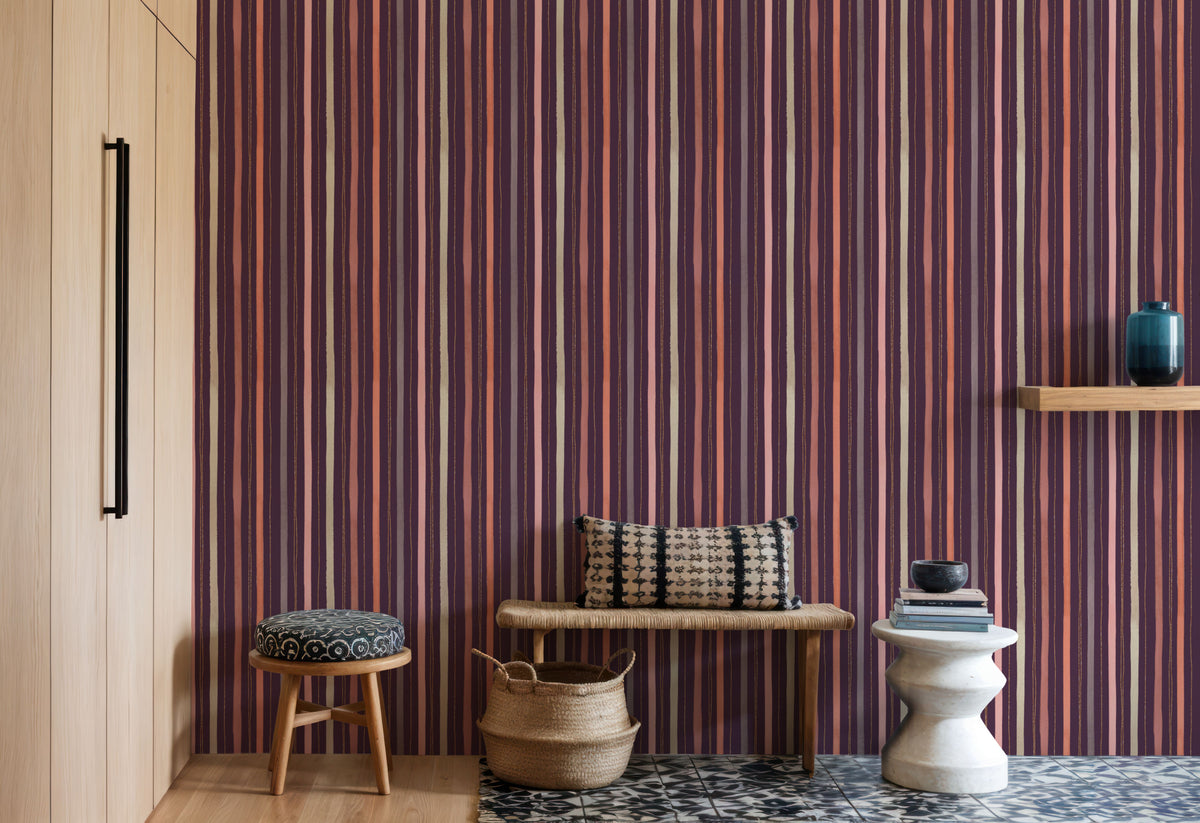 Bloom Lines Purple Mural Wallpaper - room preview 06