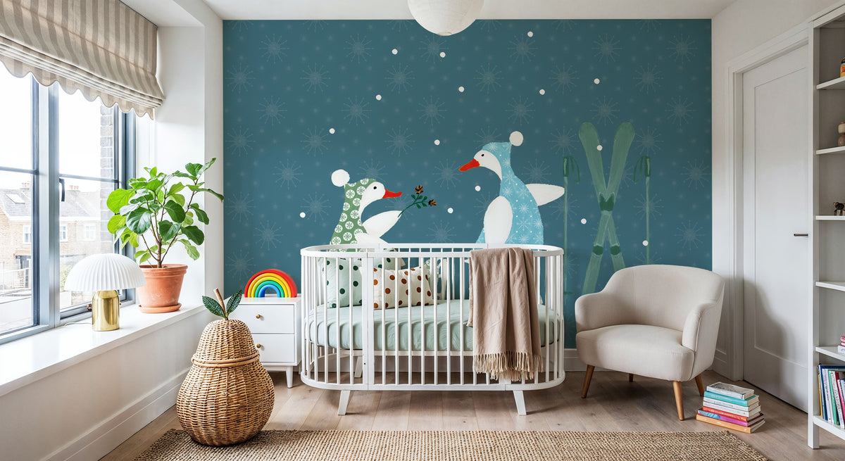 Ducks in the Snow VII Mural Wallpaper - room preview 06