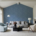 Mottled Linen Effect, Sky Blue Mural Wallpaper - room preview 06