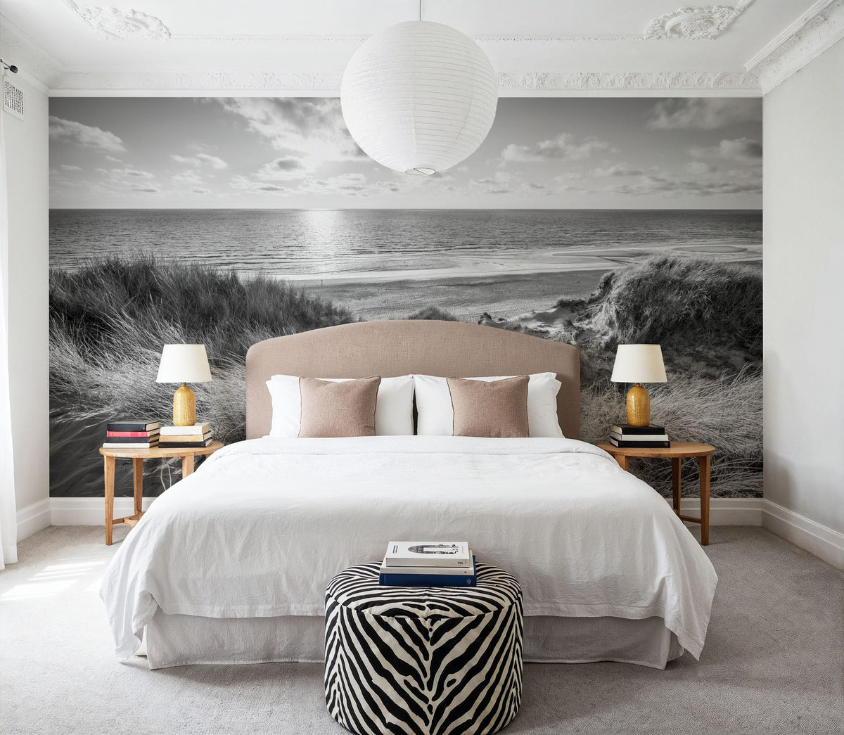 Dune Landscape, Black & White Mural Wallpaper - room preview 06