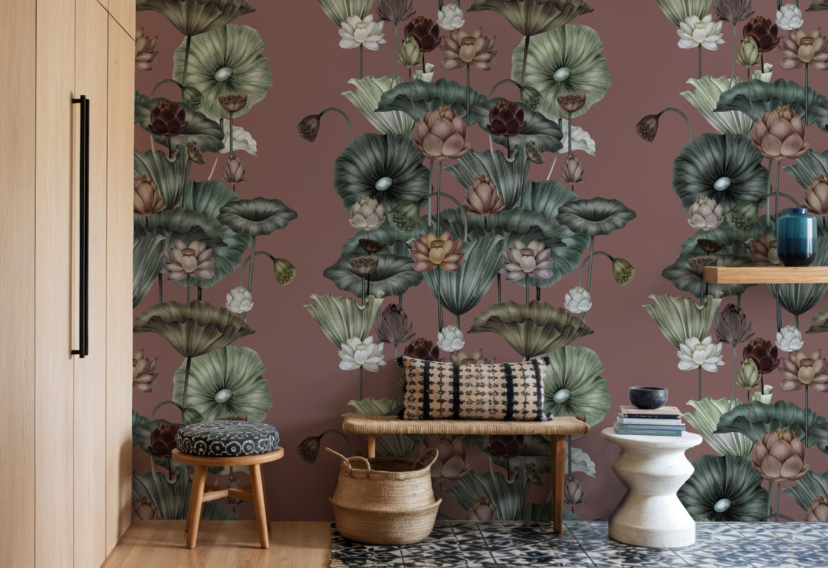Magical Lotus, Rose Mural Wallpaper - room preview 06
