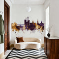 Iowa City Skyline Purple & Gold Mural Wallpaper - room preview 06