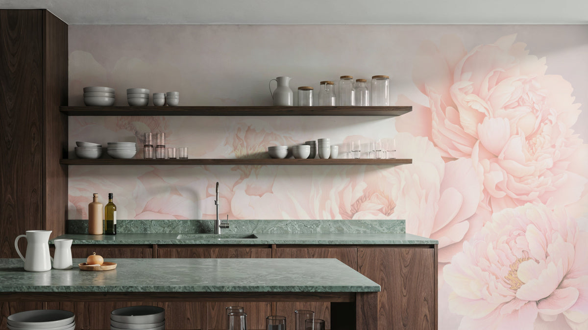 Transcendent Peony, Blush Pink Mural Wallpaper - room preview 06