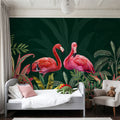 Shy Flamingos Dark Mural Wallpaper - room preview 06