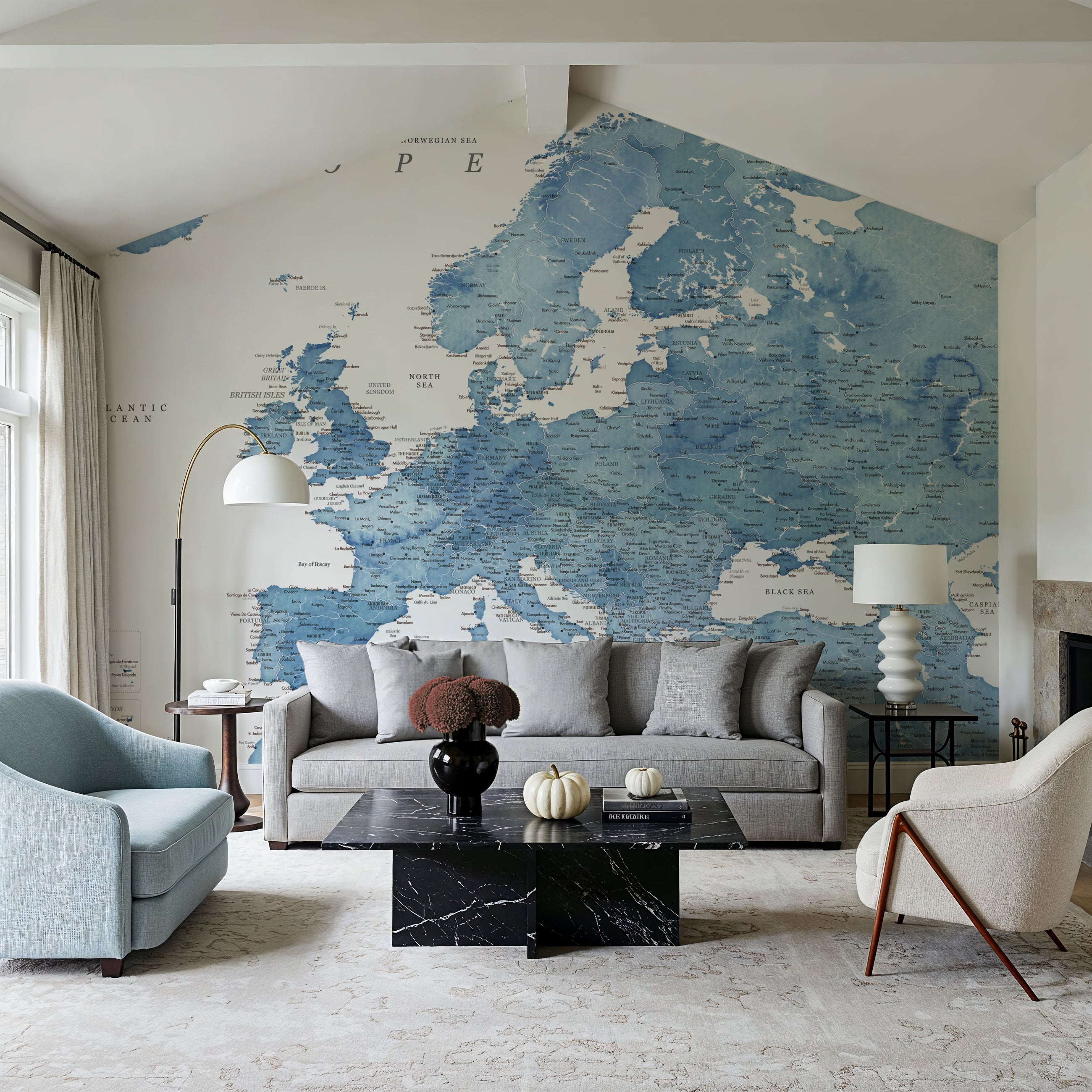 Europe Map Detailed - Franceska Mural Wallpaper