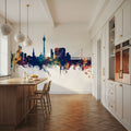 Düsseldorf Germany Skyline Blue & Bronze Mural Wallpaper - room preview 06