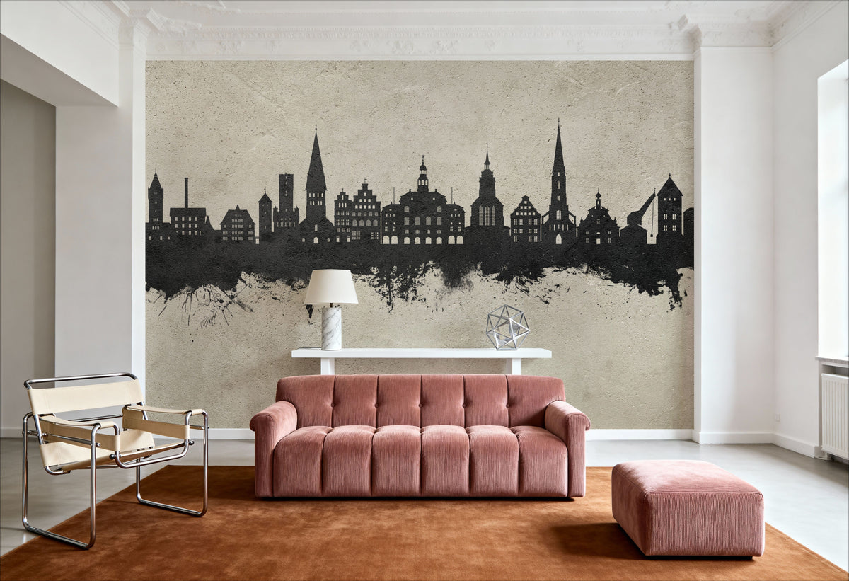 Lüneburg Germany Skyline Concrete Mural Wallpaper - room preview 06