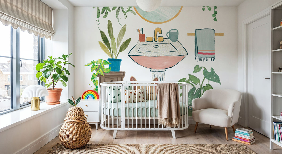 Urban Jungle Bath III Pet Mural Wallpaper - room preview 06