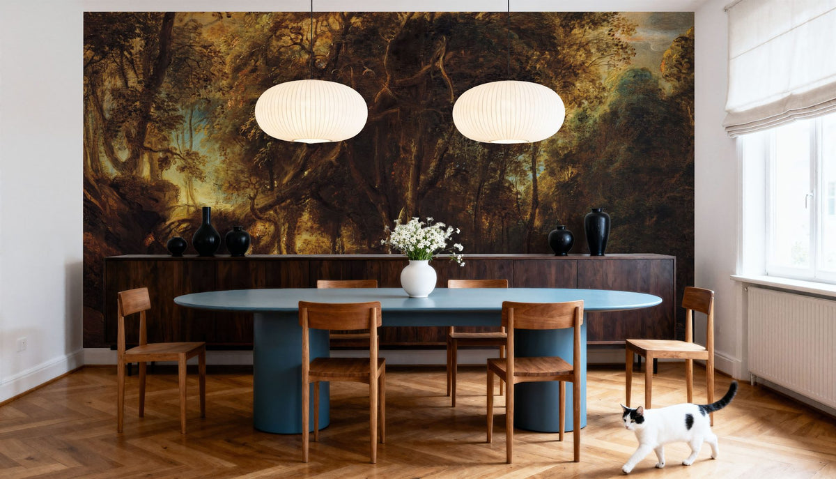 Dwellpaper A Forest At Dawn with a Deer Hunt Mural Wallpaper image 6