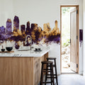 San Diego California Skyline Purple & Gold Mural Wallpaper - room preview 06