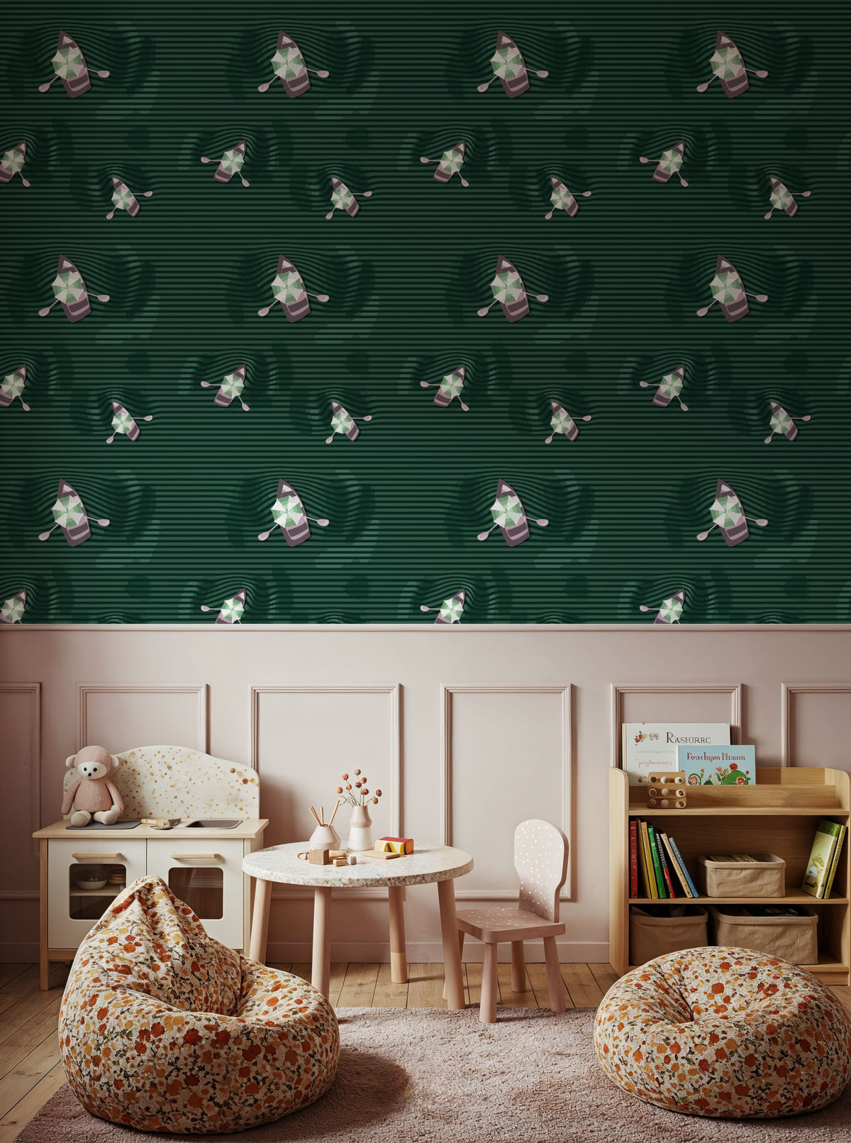 Lazy Paddle, Emerald Mural Wallpaper - room preview 06