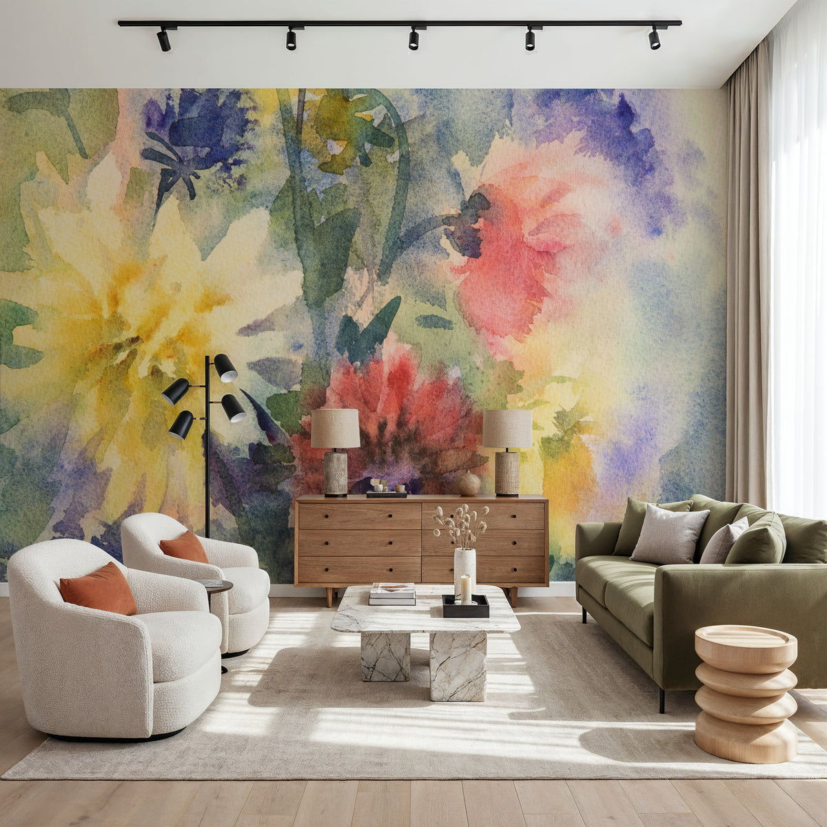 Blended Blossom Mural Wallpaper - room preview 06