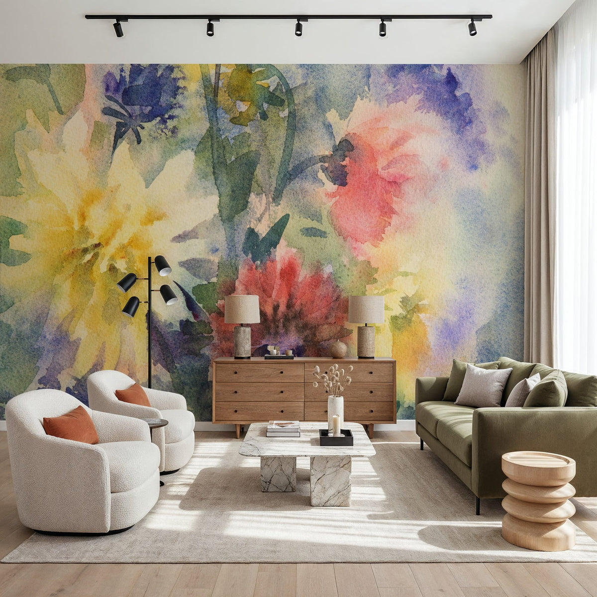 Blended Blossom Mural Wallpaper - room preview 06