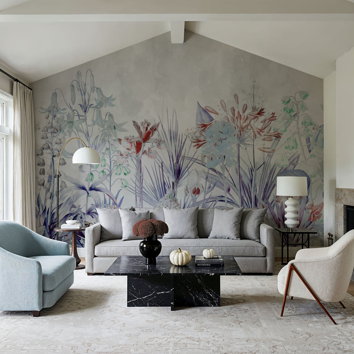 Field of Dreams Soothing Blue Mural Wallpaper - room preview 06