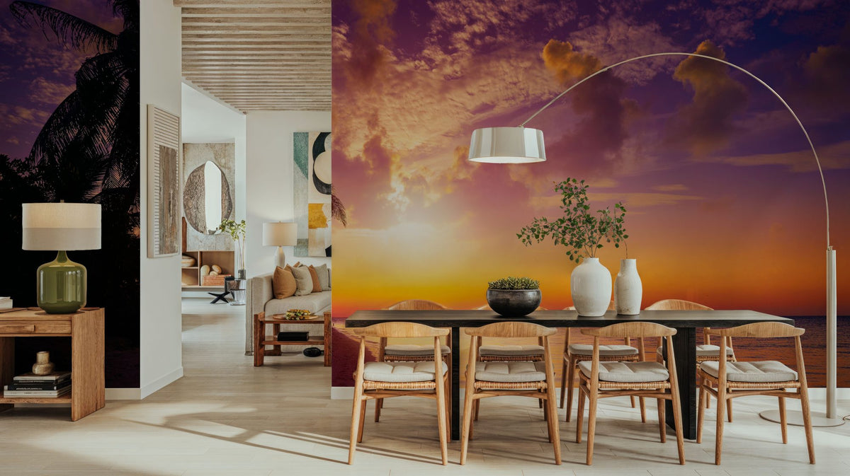 Tropical Twilight Silhouette Mural Wallpaper - room preview 06