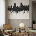 Raleigh North Carolina Skyline Black & White Mural Wallpaper - room preview 06