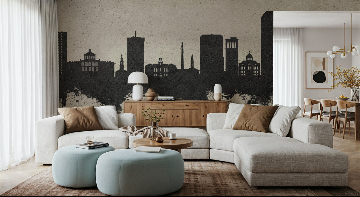 Lexington Kentucky Skyline Concrete Mural Wallpaper - room preview 06