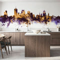 Quebec Canada Skyline Purple & Gold Mural Wallpaper - room preview 06