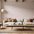 Hidden Peonies, Pink on White Mural Wallpaper - room preview 06